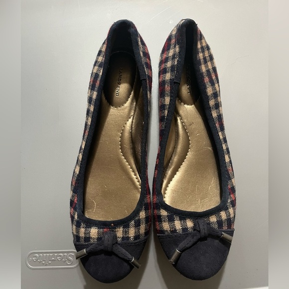Lands ends plaid flats size 6 - Picture 1 of 4